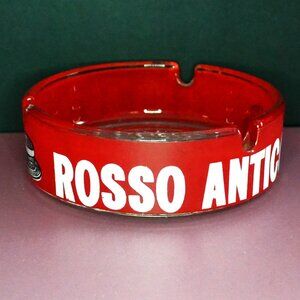 Vintage Rosso Antico Glass Ash Tray Vermouth Brand Barware Accessory Advertising